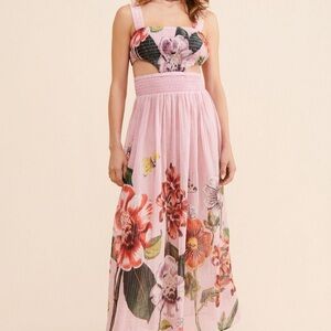 Anthropologie Floral Pink Maxi Dress